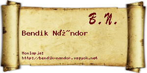 Bendik Nándor névjegykártya